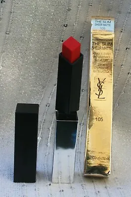 YSL Rouge Pur Couture The Slim Sheer Matte Lipstick 2g 105 Red Uncovered • £16