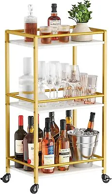 Drinks Trolley 3tier Rolling Bar Trolley Tea Service Kitchen Cocktail Trolley • £43.69