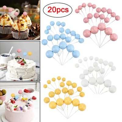 £3.39 • Buy 20pc Ball Cake Topper Birthday Party Baby Shower Wedding Christmas Ball Plug-In