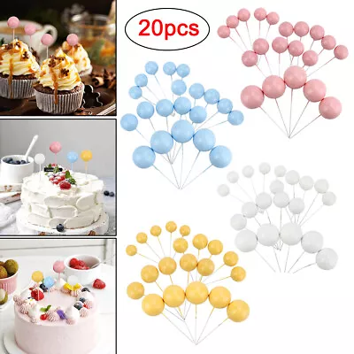 20pc Ball Cake Topper Birthday Party Baby Shower Wedding Christmas Ball Plug-In • £2.99