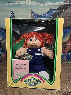 Vintage 1985 Cabbage Patch Kids In Box Red Braided Hair Blue Eyes In Blue Cord • $26