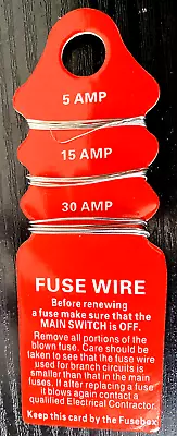 FUSE WIRE CARD 5 Amp 15 Amp And 30 Amp FUSE BOX WIRE ELECTRICAL FUSE WIRE CARD  • £2.45