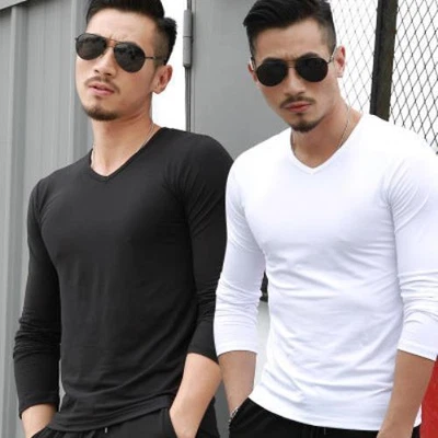$30.40 • Buy V Collar Mens Long Sleeve Shirt Men Casual T-shirt