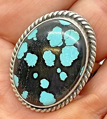 Navajo Natural Turquoise Men's Ring  Sz 12 Sterling Signed P Yazzie 22.5g • $204.95