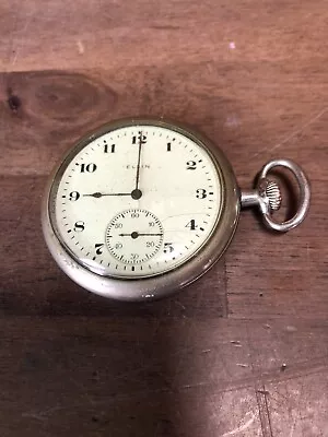 Vintage ELGIN Pocket Watch 15 Jewels Illinois Silverode Case Runs • $46.80