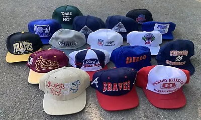 Vintage Lot Of 17 Rare Hats Sports SnapBack Trucker NFL Ford 70s 80s 90s • $36