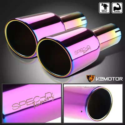 Fits 2.5  Inlet 4.125  Outlet Dual Clear Exhaust Muffler Slant Burnt Purple Tip • $43.95