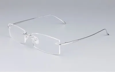 Pure Titanium Men‘s Rimless Eyeglasses Frames Rectangle Glasses Frame Rx Able • $35.95