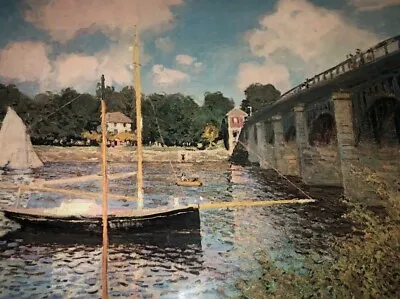 Claude Monet Bridge At Argunteuil 1874 Print On Wood **see Back** GUC Glossy • $22