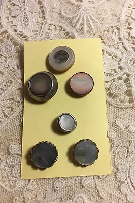 Vintage Mixed Lot 6 Mother Of Pearl Metal Buttons Button Lot 18-28 • $5