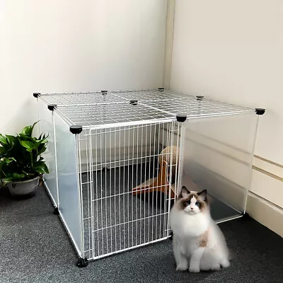 12 Panels Pet Playpen Fence Puppy Rabbit Enclosure Exercise Cage With Top Panels • £15.95