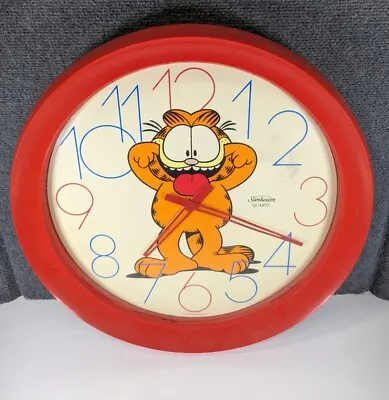 Vintage GARFIELD Sunbeam 1978 BIG Wall Clock Works But Needs Repair 17 3/4  • $39.99