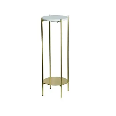  Marble Top Drink Table End Table 2-Tier 2 Layer Stable (Gold)  • £111.83