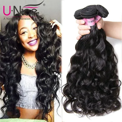 UNice Hair Malaysian Natural Wave Human Hair Extensions 3 Bundles Hair Weaves US • $119.16