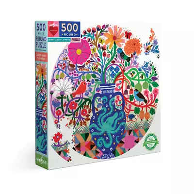 EeBoo Birds And Flowers Round Puzzle | 500 Pieces | Sustainable | Fast Dispatch • $59.95