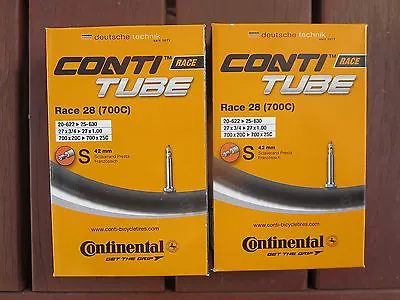 Continental Race 28 Road Bike Tubes 700C 19/25mm 42mm Valve 2 Pack *New* • $28.50