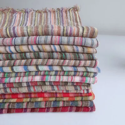 Mens 100% Linen Striped Scarf Shawl Unisex Thin Breathable Fashion Wrap Scarves • $16.50