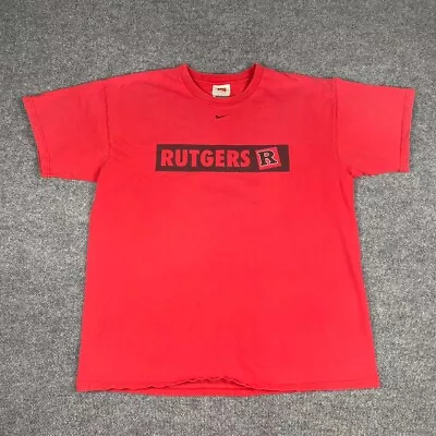 Vintage Nike Rutgers University Shirt Center Swoosh Just Do It Mens XL Y2K Faded • $39.95