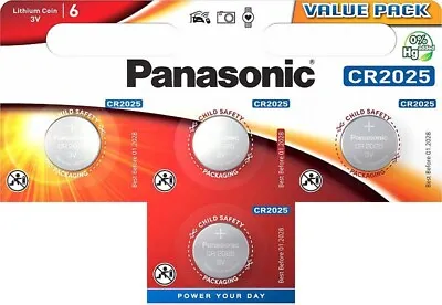 4 X PANASONIC® CR2025 3V Lithium Coin Cell Button Batteries DL/BR 2025 Long Exp • £3.42