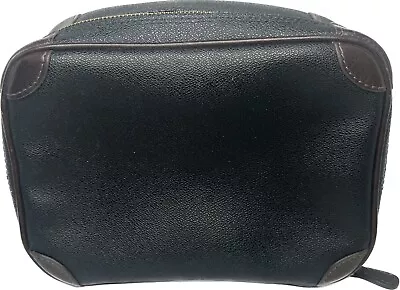 Mulholland Brothers Leather Toiletry Travel Bag Pouch Navy Blue Brown Dopp Kit • $199
