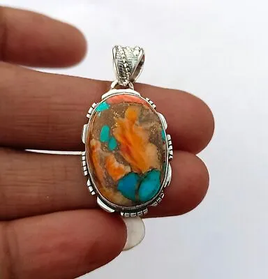Oyster Copper Turquoise Pendent 925 Sterling Silver Women Neckless Jewelry Gift • £17.14