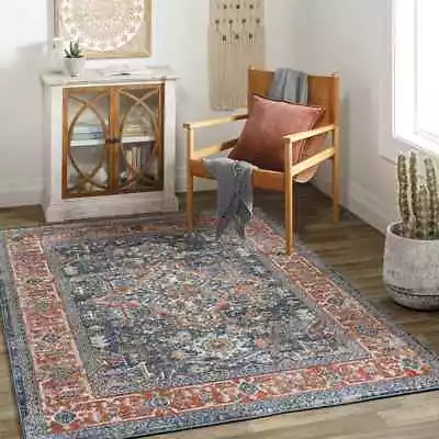 La Motte Traditional Dark Blue Area Rug • $217