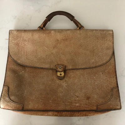 $75 • Buy Vintage Genuine Caracciola Leather Gold-pfeil Briefcase Made In West Germany