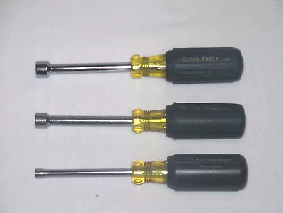 #71 Lot 3 Pcs Klein Tools Nut Driver 3” Shaft Cushion-Grip 11/32 5/16 3/16 • $17.99