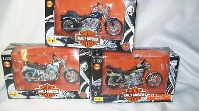 3 Harley Davidson Motorcycles 1:18 Scale Sportster  1998 Maisto New Sealed Mib   • $14