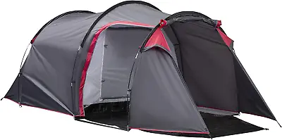 2-3 Person Tunnel Camping Tent Sewn-In Groundsheet Rainfly Bedroom Inbuilt Porch • £86.99