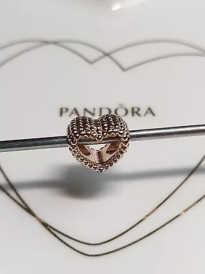 Genuine Pandora Pretty 💛 Rose Gold Openwork Heart 💛 Bobbly Charm ALE MET • £20