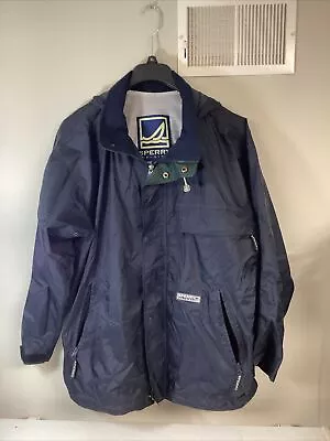 Sperry Top-Sider Rain Coat Mens Large Full Zip Nautical Mariner Sailing • $19.95