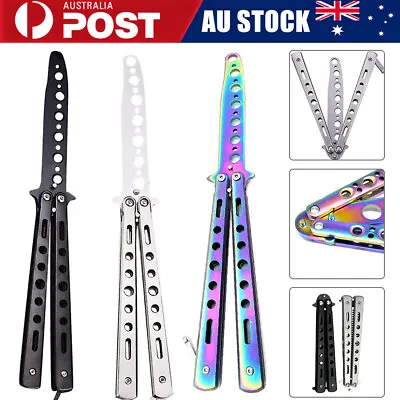 Rainbow Butterfly Comb Knife Metal Folding Practice Trainer Training Tool AU • $7.24