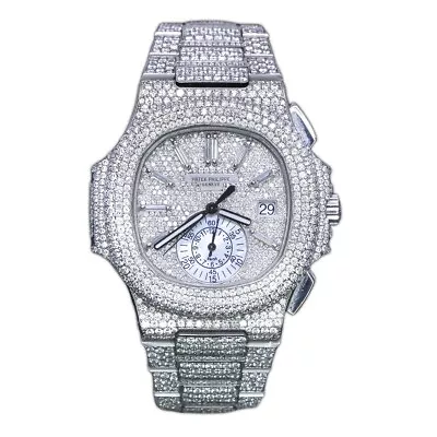 Patek Philippe 5980/1A-019 Nautilus Aftermarket Diamonds Iced Out 40.5mm Watch • $135000
