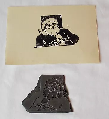 Vintage Letterpress Metal Printing Plate. Pictorial Jolly Father Christmas Santa • £12.99