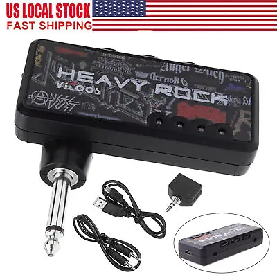 Portable Mini Electric Guitar Plug Headphone Amplifier With Heavy Rock Amp C9Q1 • $16.59