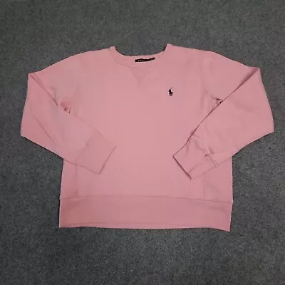 Ralph Lauren Jumper Kids MEDIUM Pink Long Sleeve Crew Neck Fleece Winter Size M • $37.89