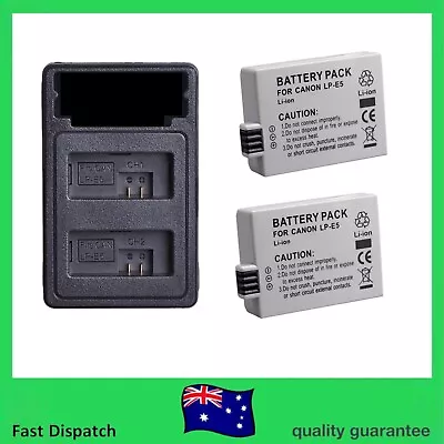 2 LP-E5 Camera Battery + Dual Charger For Canon EOS 1000D 450D 500D Rebel XS XSi • $47.90