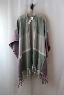 NWT Woolrich Women's Gray/Purple Plaid Wool Knit Poncho Sweater Sz OS • $9.99