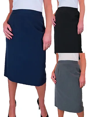 Ladies Smart Pencil Skirt Below Knee Length Large Sizes Fully Lined Office 12-24 • £22.99