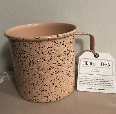 NEW Fiddle & Fern Peach With Black Speckles 24oz Enamel Coffee Tea Mug NWT  • $16.99