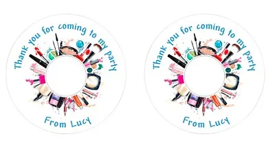 24 X Personalised MakeUp Stickers Labels Party Bag Thank You 4cm Sweet Cone • £2.80