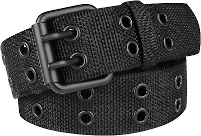 Double Prong Belt Plus Size 39 To 67'' Black Grommet Nylon Belts For Men Women U • $14.01
