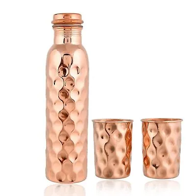 Copper Water Bottle Diamond Glass Tumbler Cup Drinking Ayurveda Health Yoga • $26.61