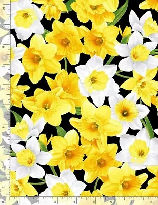 Fat Quarter Daffodil Flowers 100% Cotton Quilting Fabric • £5.50
