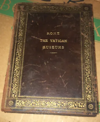 Antique 1924 Rome VATICAN Museum Gallery GUIDE Illustrated Travel Leather Bound • $40