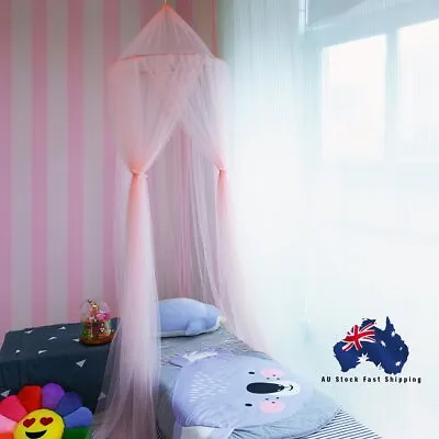 Baby Bedcover Pink Bed Canopy Mosquito Net Tent Lace Curtain Kids Bedding Dome • $19.90