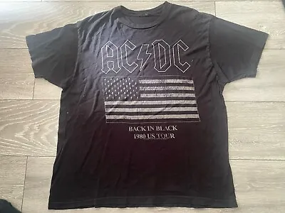 AC/DC Back In Black World Tour 1980 T-Shirt Mens Size XLarge • £8.99