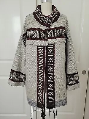 Zara Knit Ethnic Aztec Jacket Size Small Gray Red  • $40