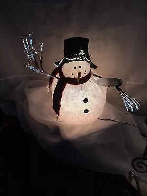 Vintage Fiber Optic 13”Color Changing Holiday Christmas Snowman Let It Snow • $30